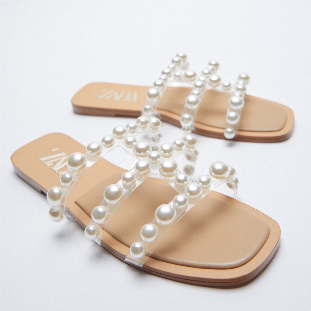 Zara Slide Sandals with Pearls